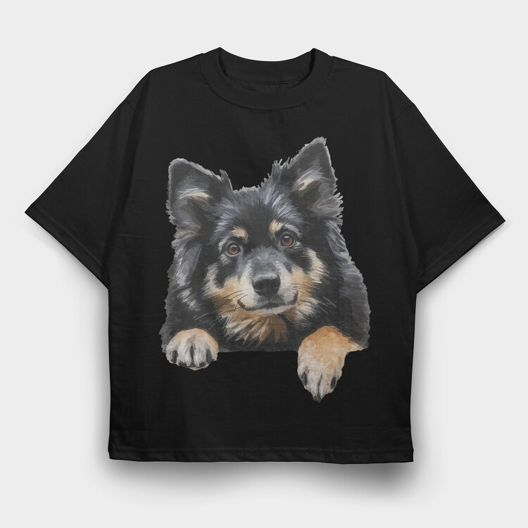 Finnish Lapphund Peep, Tricou Oversize Barbati (Unisex)