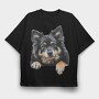Finnish Lapphund Peep, Tricou Oversize Barbati (Unisex)