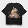 Flower Carrying Capybara, Tricou Oversize Barbati (Unisex)