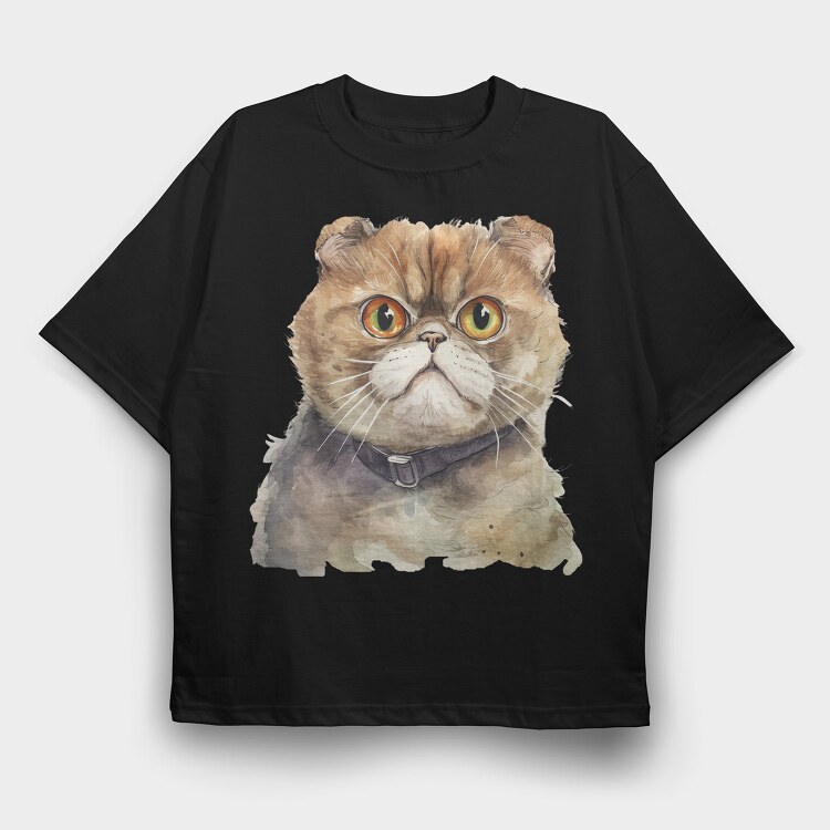 Foldex Cat Sadness, Tricou Oversize Barbati (Unisex)