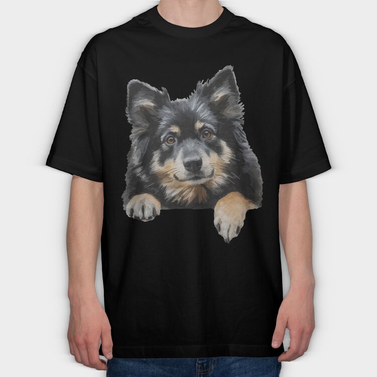 Finnish Lapphund Peep, Tricou Oversize Barbati (Unisex)