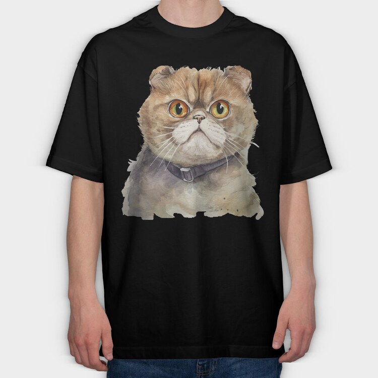 Foldex Cat Sadness, Tricou Oversize Barbati (Unisex)
