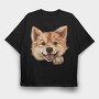 Finnish Spitz Peeking, Tricou Oversize Barbati (Unisex)