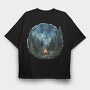 Forest Night Fire, Tricou Oversize Barbati (Unisex)