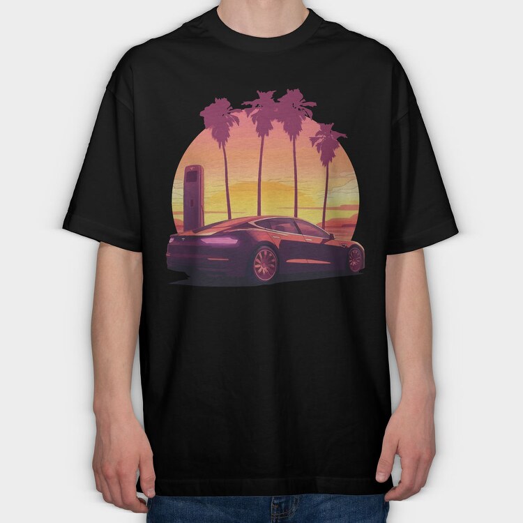 Electric Car, Tricou Oversize Barbati (Unisex)