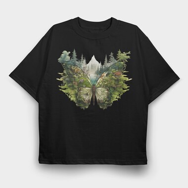 Forest Butterfly Island, Tricou Oversize Barbati (Unisex)