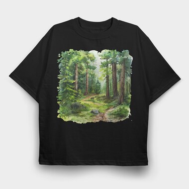 Forest Path Mist, Tricou Oversize Barbati (Unisex)