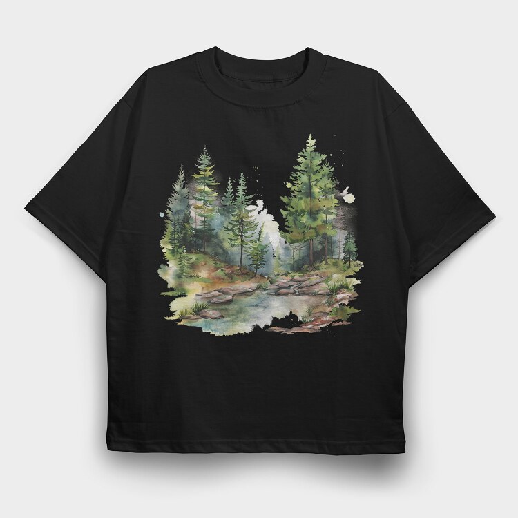 Forest Stream Path, Tricou Oversize Barbati (Unisex)