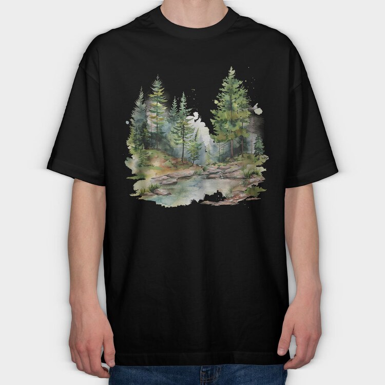 Forest Stream Path, Tricou Oversize Barbati (Unisex)