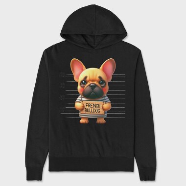 French Bulldog Mugshot, Hanorac Oversize Barbati (Unisex)