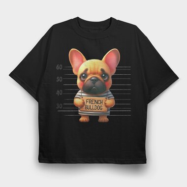 French Bulldog Mugshot, Tricou Oversize Barbati (Unisex)