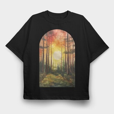 Forest Sunset Vintage, Tricou Oversize Barbati (Unisex)