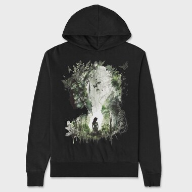 Forest Silhouette Girl, Hanorac Oversize Barbati (Unisex)