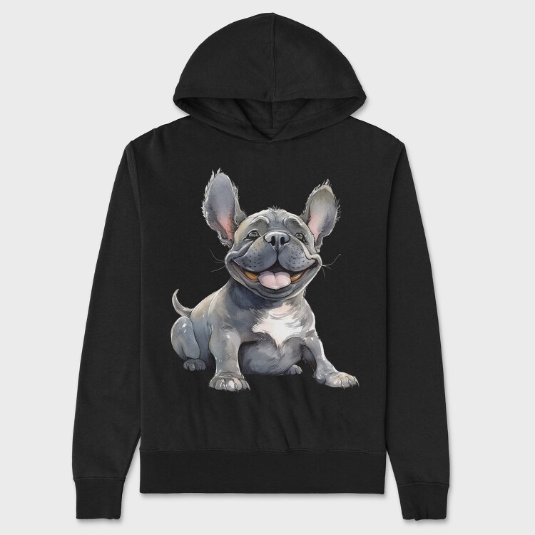 French Bulldog Smile, Hanorac Oversize Barbati (Unisex)