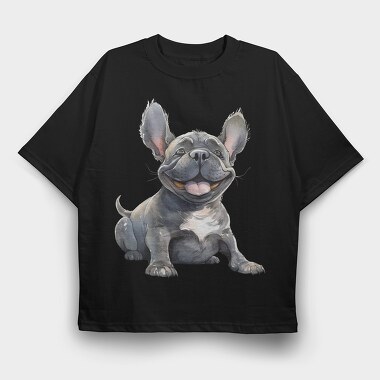 French Bulldog Smile, Tricou Oversize Barbati (Unisex)