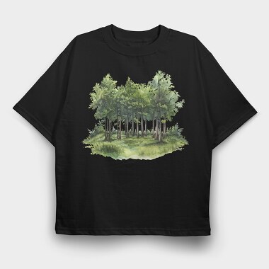 Forest Trees Cliff, Tricou Oversize Barbati (Unisex)
