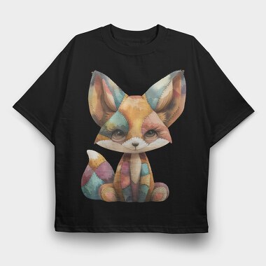 Fox Patchwork Art, Tricou Oversize Barbati (Unisex)