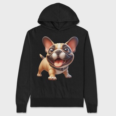 Frenchie Smiling Face, Hanorac Oversize Barbati (Unisex)