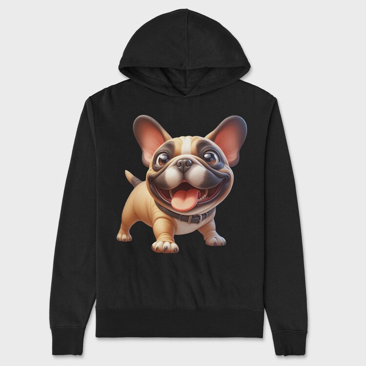 Frenchie Smiling Face, Hanorac Oversize Barbati (Unisex)