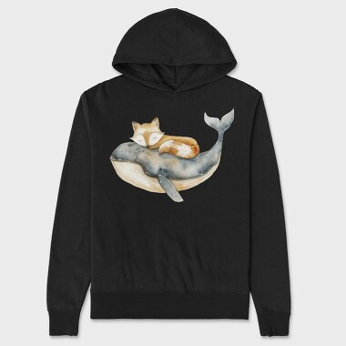 Fox Sleeping On Whale, Hanorac Oversize Barbati (Unisex)
