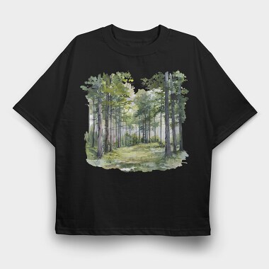 Forest Trees Clipping, Tricou Oversize Barbati (Unisex)