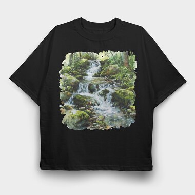 Forest Stream Boulder, Tricou Oversize Barbati (Unisex)