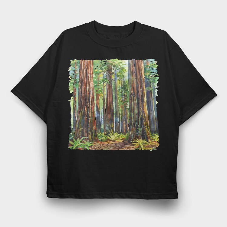 Forest Trees Majestic Re, Tricou Oversize Barbati (Unisex)