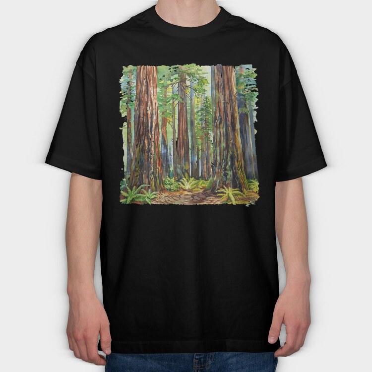 Forest Trees Majestic Re, Tricou Oversize Barbati (Unisex)
