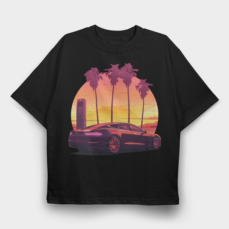 Electric Car, Tricou Oversize Barbati (Unisex)