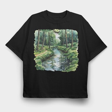 Forest Stream Garden, Tricou Oversize Barbati (Unisex)