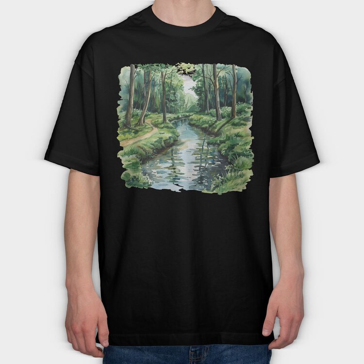 Forest Stream Garden, Tricou Oversize Barbati (Unisex)