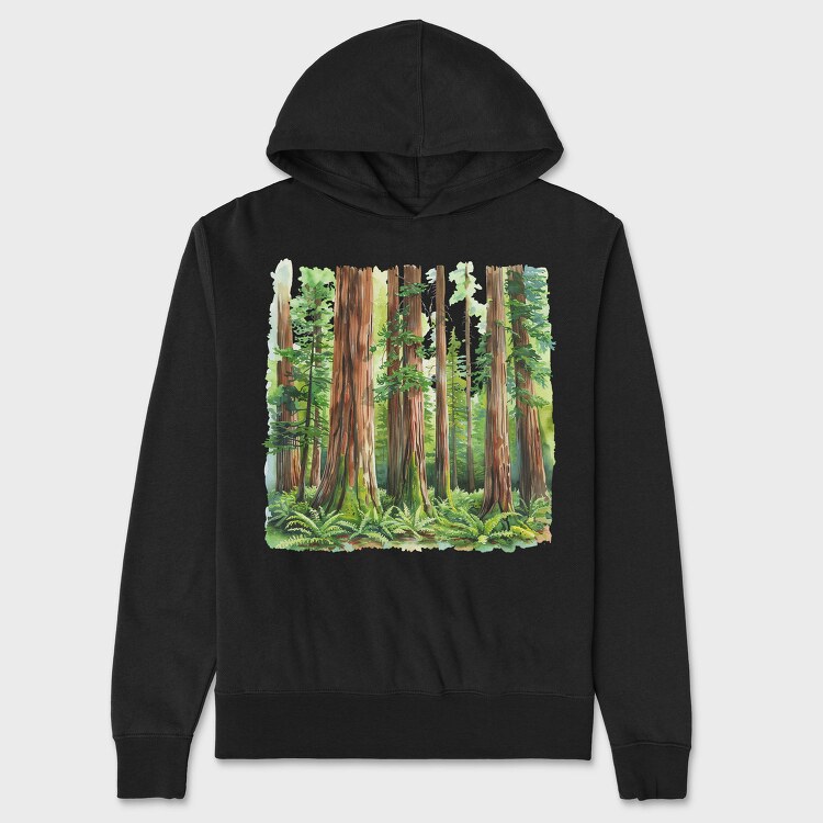 Forest Trees Silhouettes, Hanorac Oversize Barbati (Unisex)