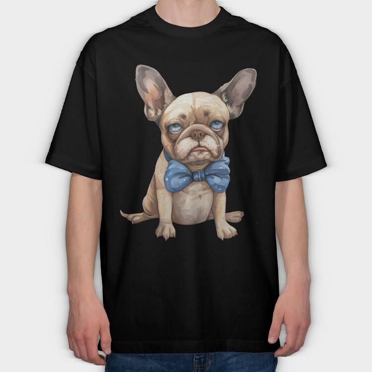 French Bulldog Bowtie, Tricou Oversize Barbati (Unisex)