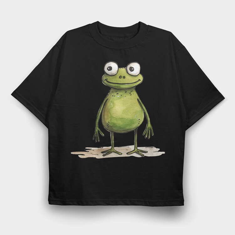 Frog Smiling Face, Tricou Oversize Barbati (Unisex)