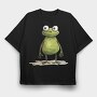 Frog Smiling Face, Tricou Oversize Barbati (Unisex)