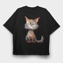 Fuzzy Cat Face, Tricou Oversize Barbati (Unisex)