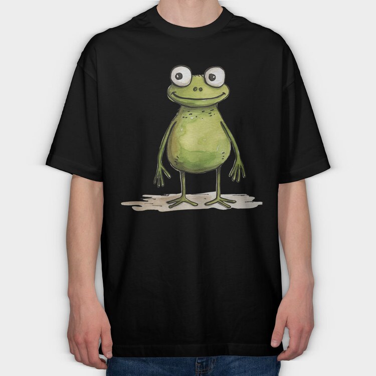 Frog Smiling Face, Tricou Oversize Barbati (Unisex)