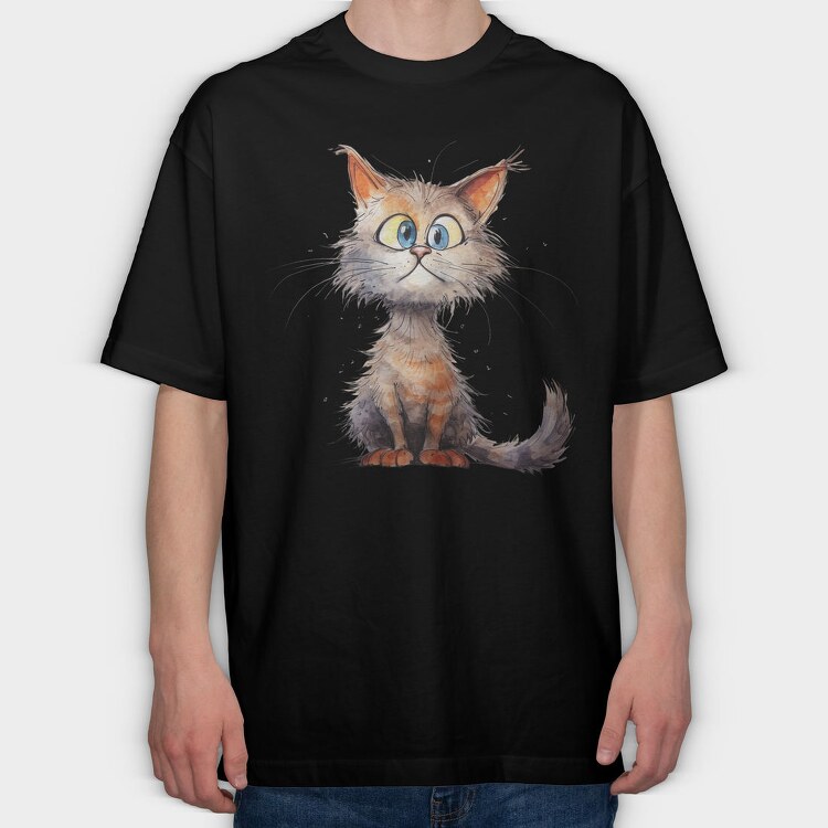 Fuzzy Cat Face, Tricou Oversize Barbati (Unisex)