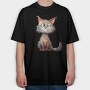 Fuzzy Cat Face, Tricou Oversize Barbati (Unisex)
