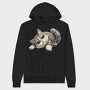 Fuzzy Feline Grin, Hanorac Oversize Barbati (Unisex)