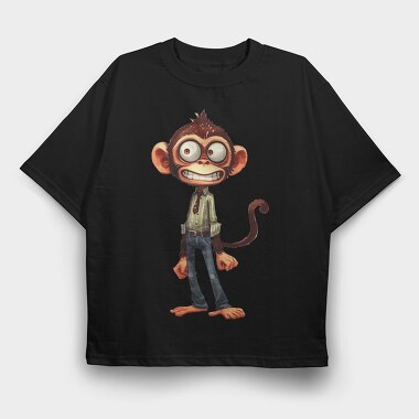 Funny Monkey Dude, Tricou Oversize Barbati (Unisex)