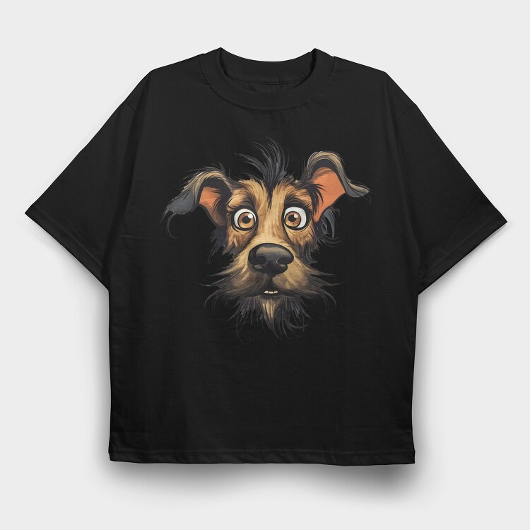 Funny Dog Face, Tricou Oversize Barbati (Unisex)