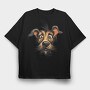 Funny Dog Face, Tricou Oversize Barbati (Unisex)