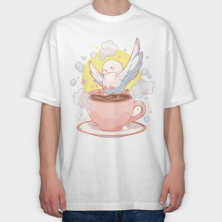 Dove and Coffee, Tricou Oversize Barbati (Unisex)