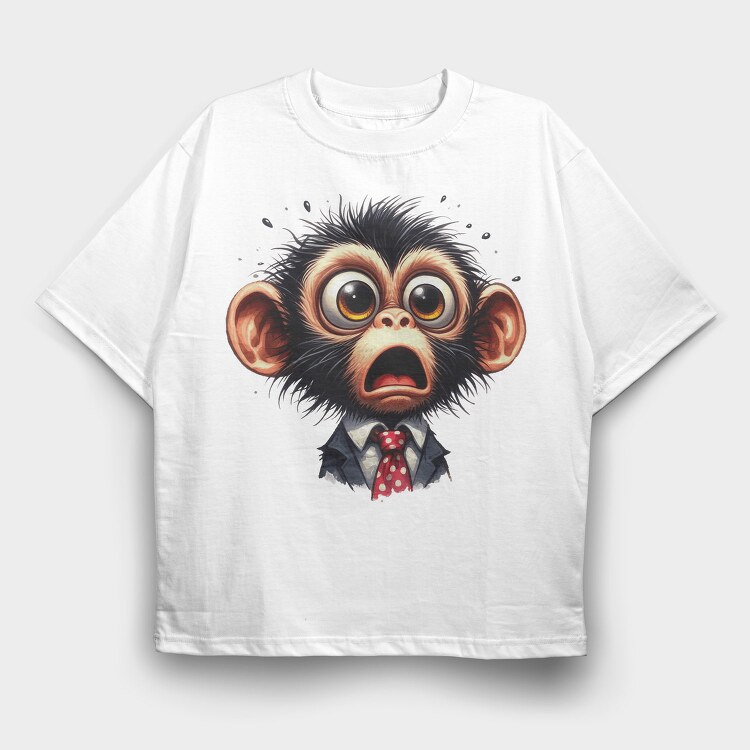 Funny Monkey Glasses, Tricou Oversize Barbati (Unisex)