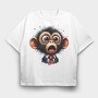 Funny Monkey Glasses, Tricou Oversize Barbati (Unisex)