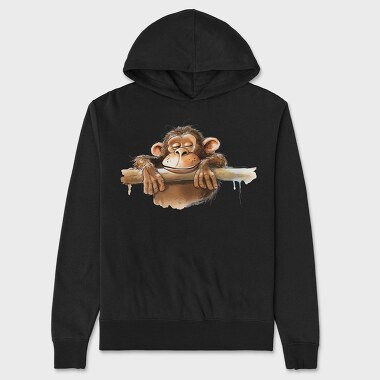 Funny Monkey Peeking, Hanorac Oversize Barbati (Unisex)
