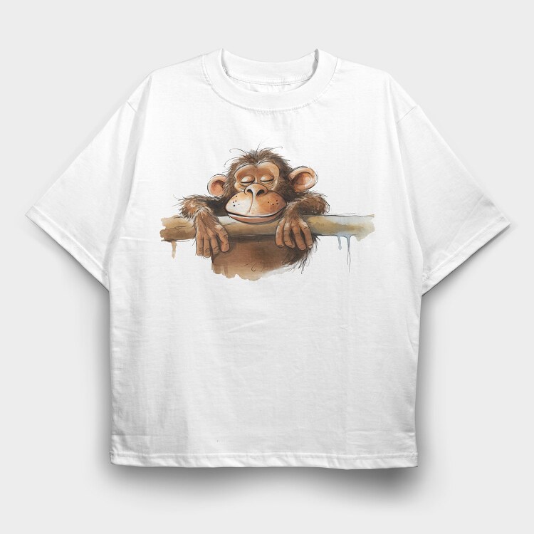 Funny Monkey Peeking, Tricou Oversize Barbati (Unisex)