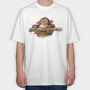 Funny Monkey Peeking, Tricou Oversize Barbati (Unisex)