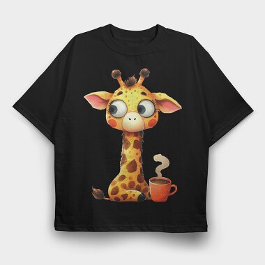 Funny Giraffe Coffee, Tricou Oversize Barbati (Unisex)